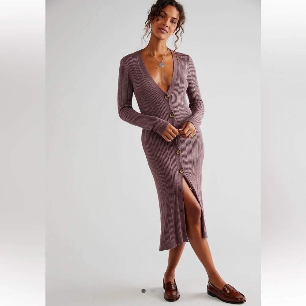 Free People Date Night Cardi Dress XS Roan Rouge Purple Whimsigoth Boho 90s